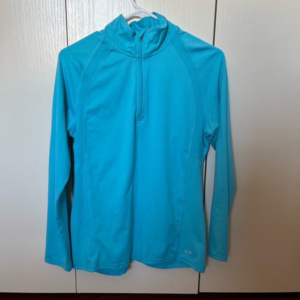 Blue 1/4 zip workout top
